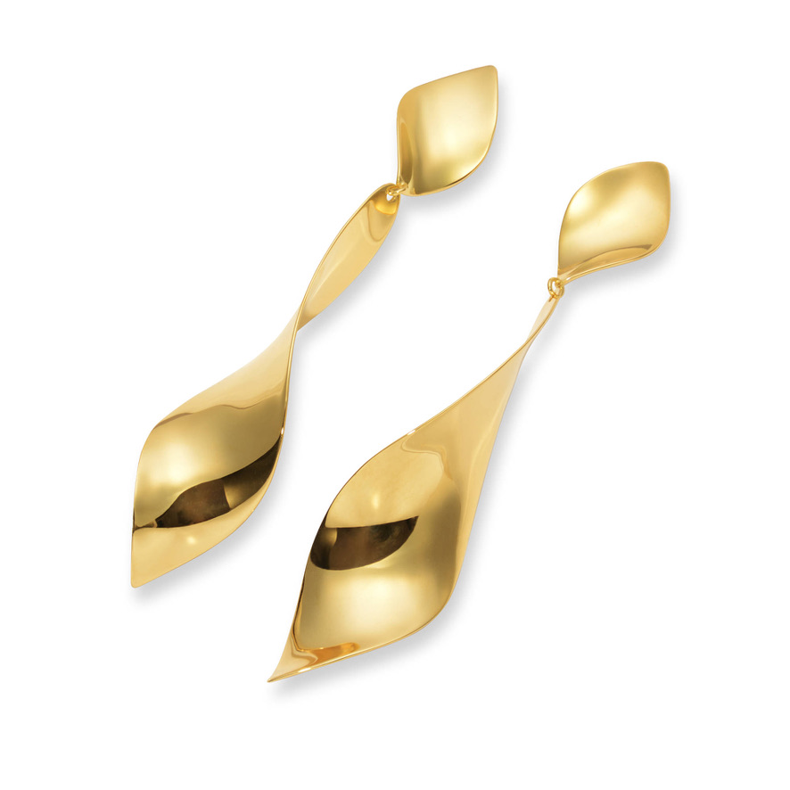 Long twisted gold drop earrings