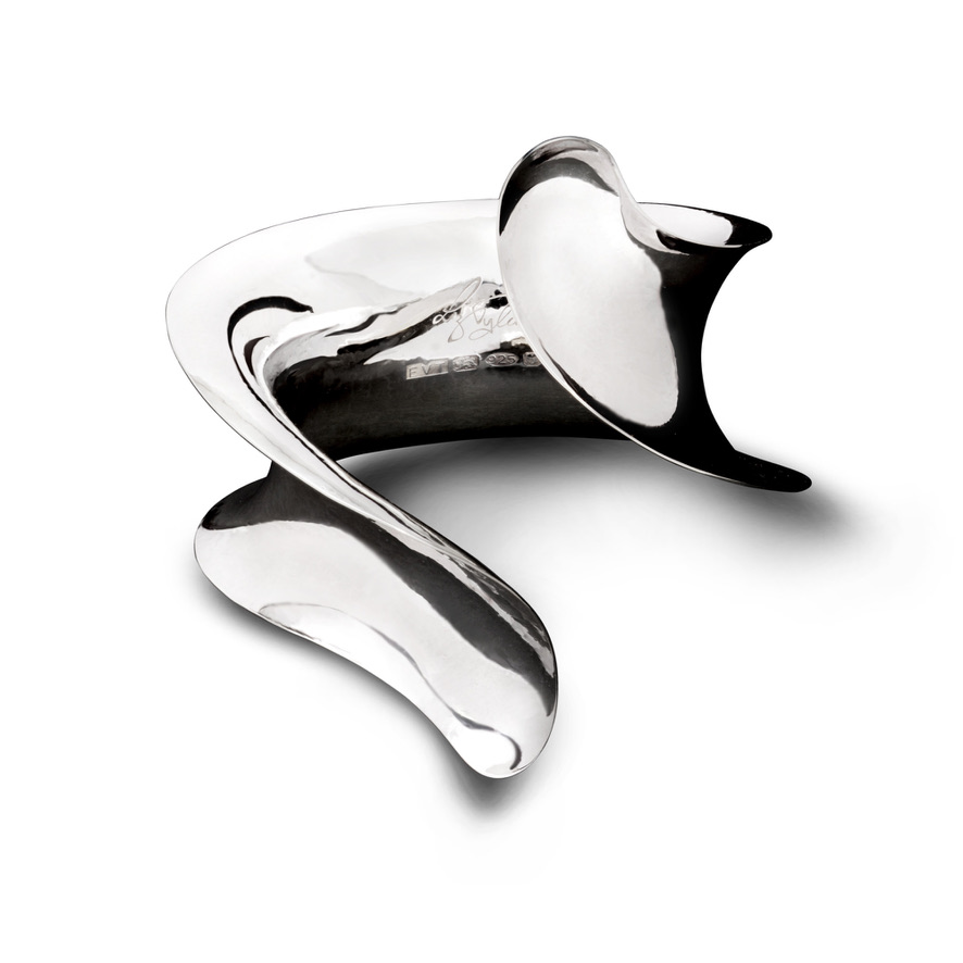 Sculptural polished silver cuff