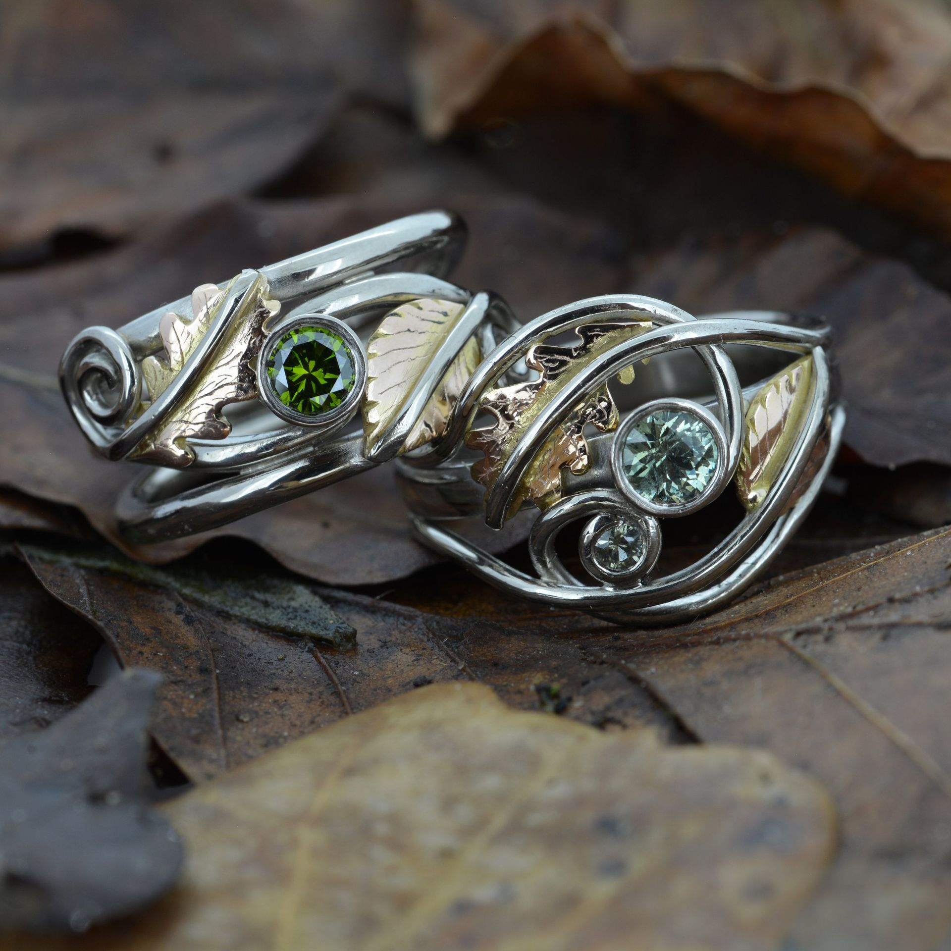 Georgina Ettridge oak leaf rings